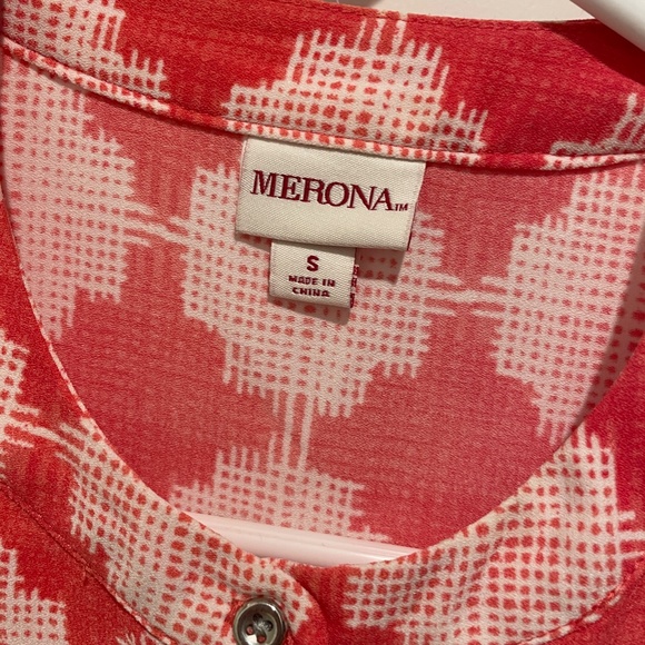 MERONA Geometric Summer One Piece Dress sleeveless shirt top vintage print SMALL - Picture 4 of 7